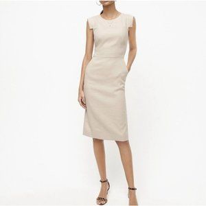 J Crew Resume Dress in Stretch Linen Beige A-Line Womens Size 4 Career Work